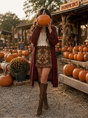 Umgee Brown Velvet Skirt